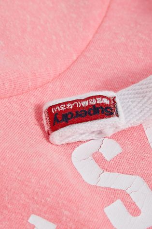 Pink Superdry Slogan Hoody